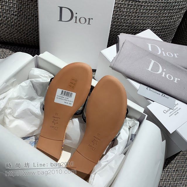 DIOR女鞋 迪奧2021專櫃新款磨砂新大底涼拖 Dior一字型刺繡平拖  naq1498